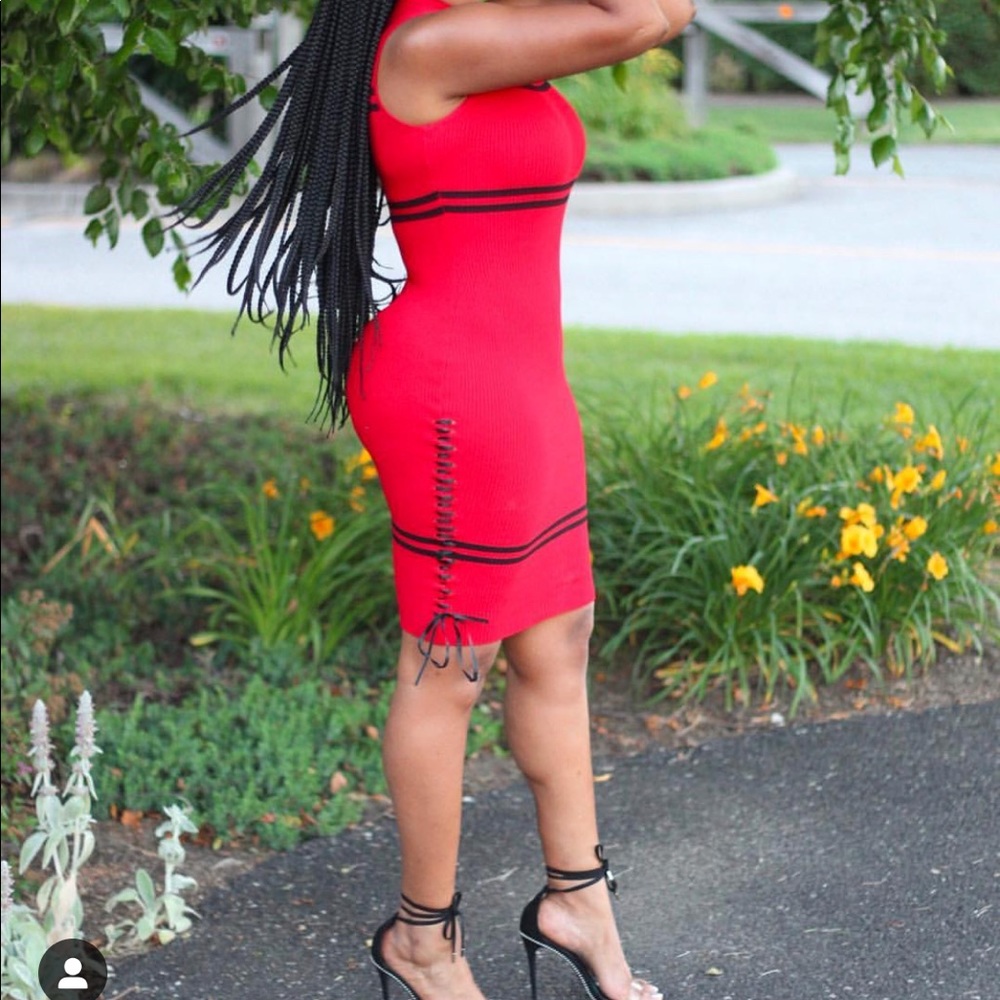 Red knit dress